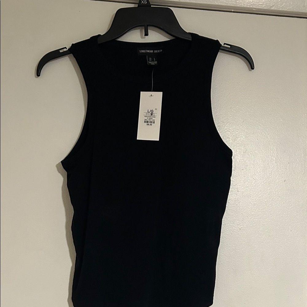 Something Navy Black Tank Top